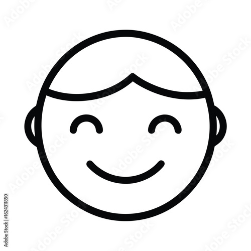 Smiling Face With Closed Eyes Outline Vector Illustration
