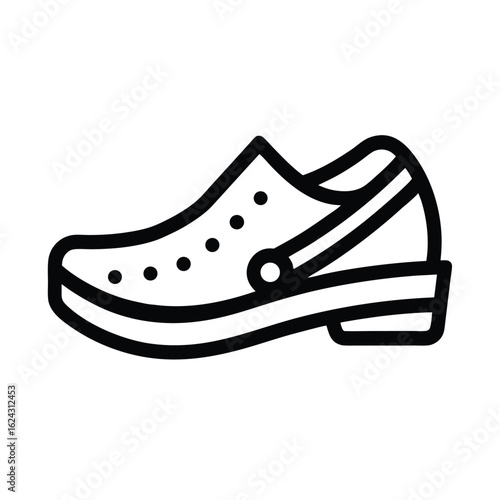 Crocs Style Clogs Outline Vector Illustration