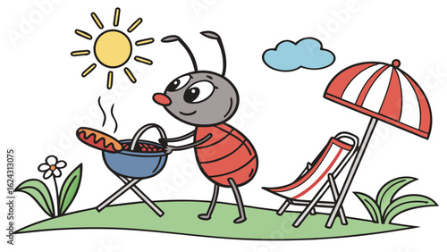 SVG art: A Bashful Ant in a Labor Day vibe, tinted with End of Summer Chill tones