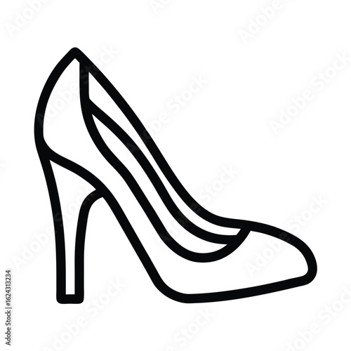 High Heels Outlined Icon Vector Illustration