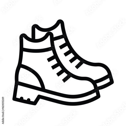 Hiking Boots Outlined Icon Vector Illustration