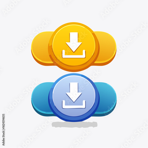 download and upload button. colorful modern buttons for app, website, ui.
