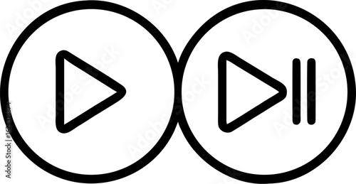 play pause stop icon, play and pause button music icon, essential play, pause, stop, skip controls