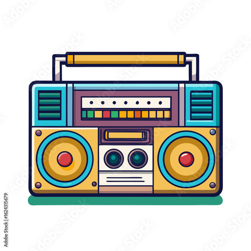 a retro boombox or ghetto blaster with dual speakers, no background vector file.