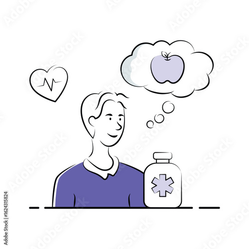 Take a look at this creative illustration of healthy thoughts illustration