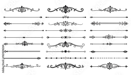 Collection of ornate, decorative dividers and borders, elegant and classic design