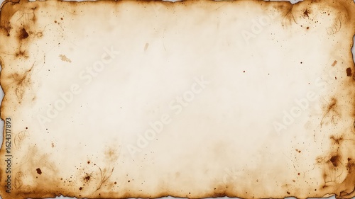 Aged parchment paper with scorched edges offers a versatile backdrop for artistic projects and timeless design aesthetics