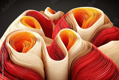 Abstract layered forms in vibrant colors