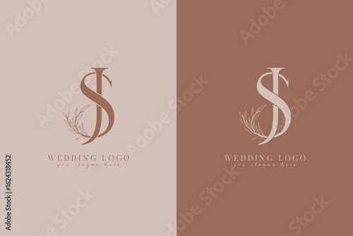 SJ JS monogram wedding logo with initial floral