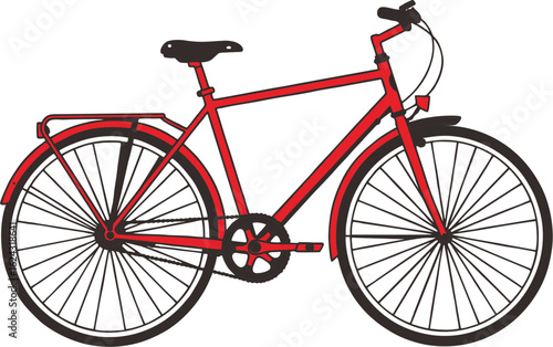 red bicycle on white background