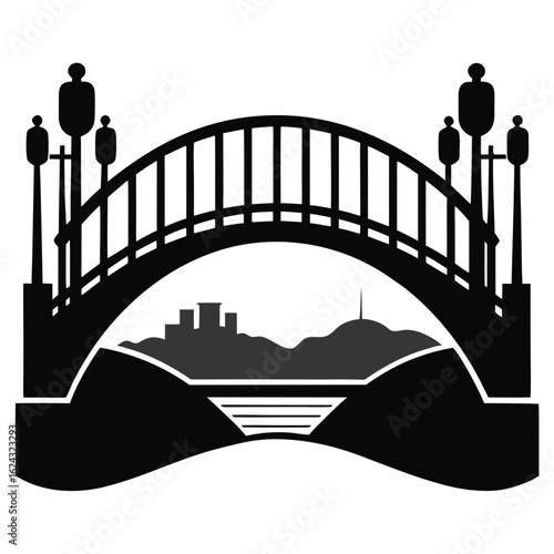River Bridge Silhouette Scene