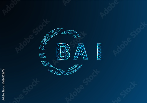 BAI low poly letter logo vector design. BAI lower poly logo design. BAI unique low poly logo design.