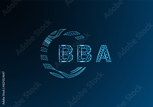 BBA low poly letter logo vector design. BBA lower poly logo design. BBA unique low poly logo design.
