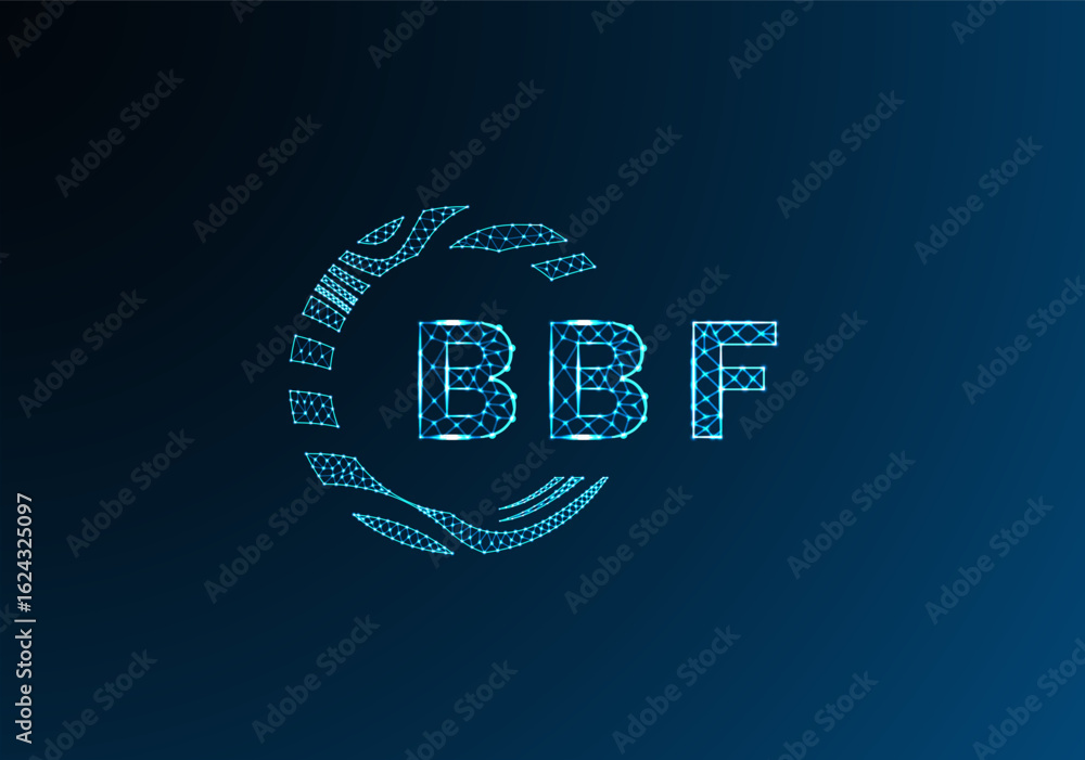 Obraz premium BBF low poly letter logo vector design. BBF lower poly logo design. BBF unique low poly logo design.
