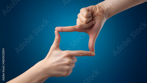 Hands framing a shot, capturing focus and perspective for creative vision and precise execution