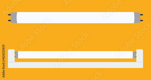 Fluorescent Light Tubes Set - Flat Design Illustration.