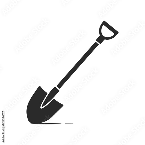 Silhouette of a digging shovel on white background