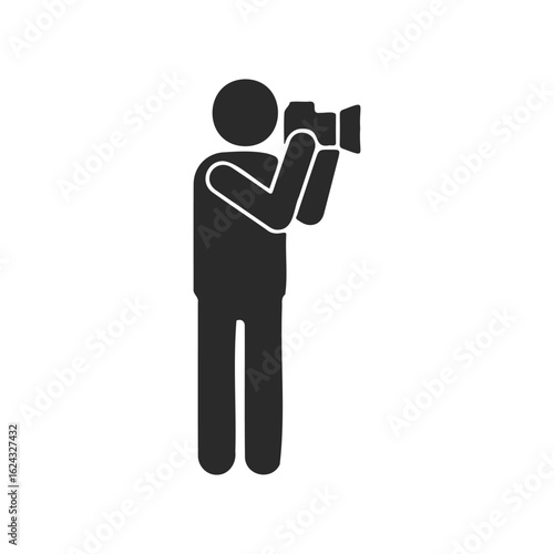 Silhouette icon of photographer capturing image with camera