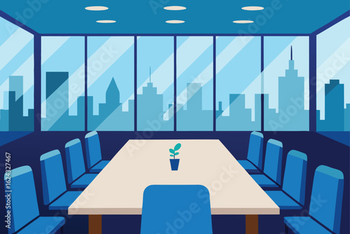 zoom in on conference room in large office buildin (1).eps