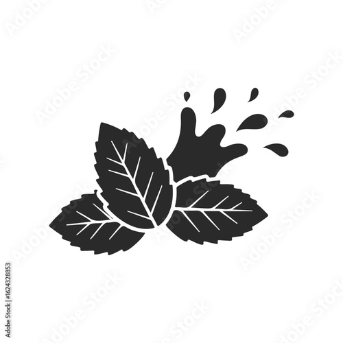Mint leaf splash icon on white background