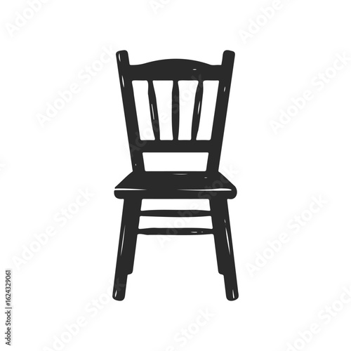 Vintage wooden chair illustration with classic design on white background