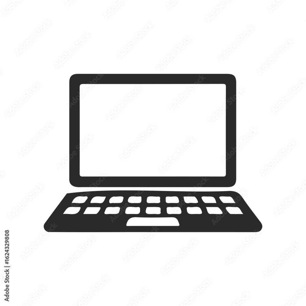 Minimalist monochrome laptop icon with keyboard and blank screen Minimalist monochrome laptop icon with keyboard and blank screen