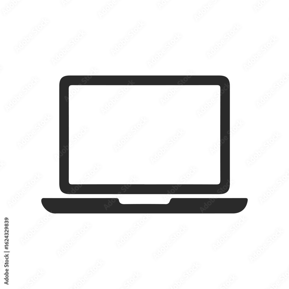 Minimalist black laptop icon on white background Minimalist black laptop icon on white background