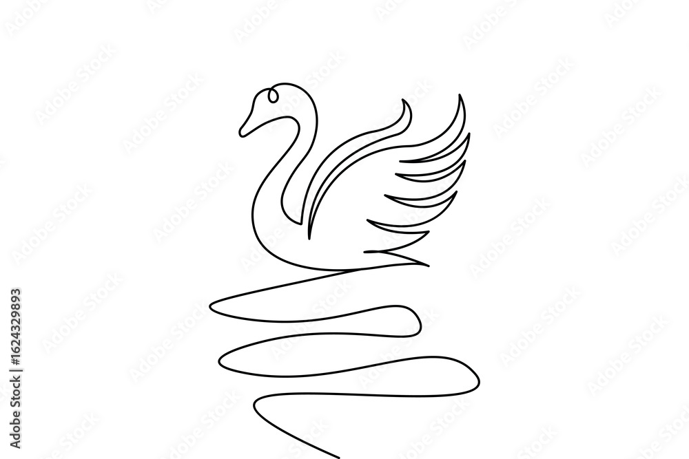 Obraz premium Swan continuous one line drawing and minimalist style isolate outline vector illustration 