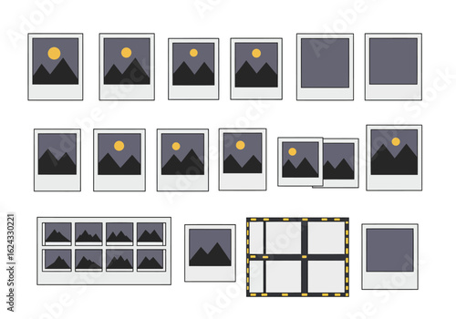 Collection of Varied-Sized Photo Frames with Mountain Landscape Images.