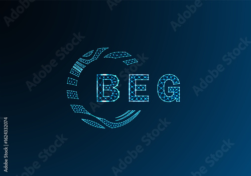 BEG low poly letter logo vector design. BEG lower poly logo design. BEG unique low poly logo design.