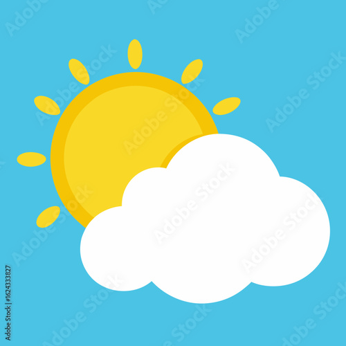 Bright sun partially hidden by a fluffy white cloud