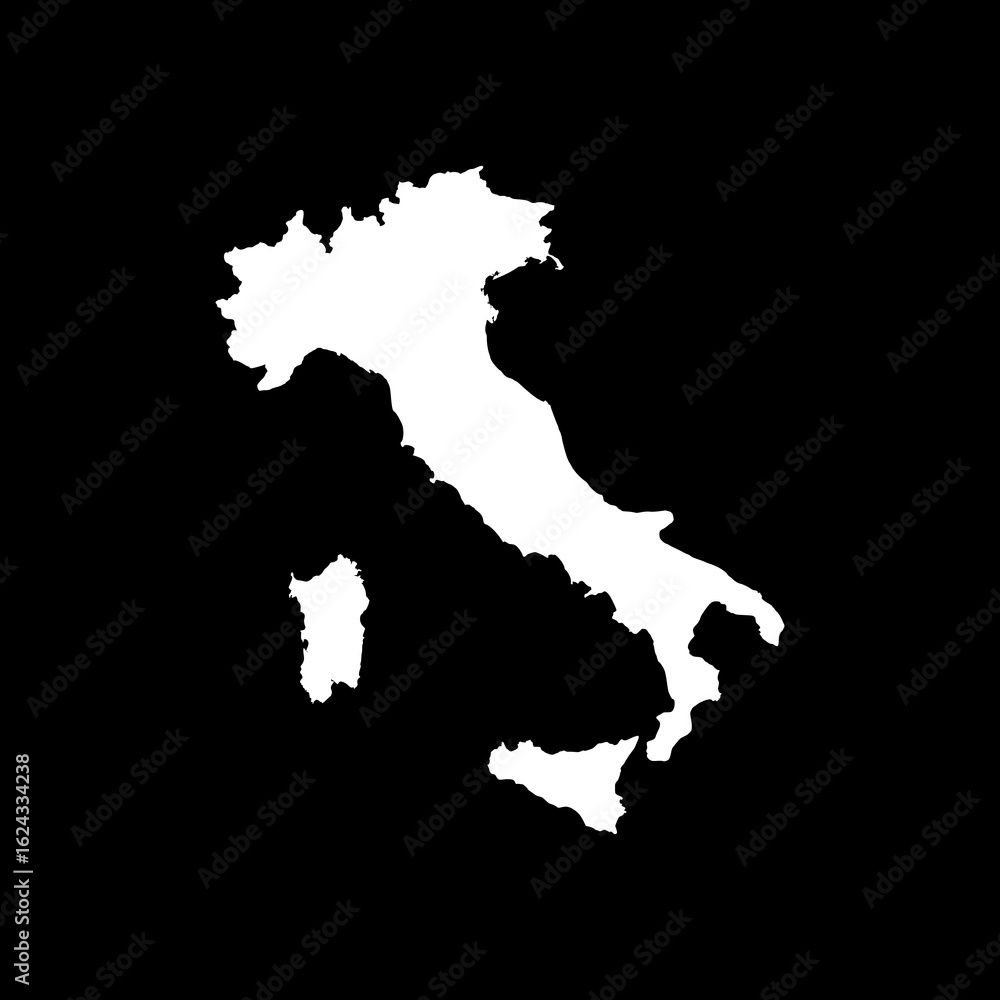 Fototapeta premium Italy silhouette map icon isolated on black background