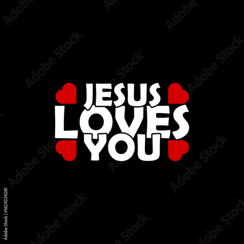  Jesus loves you icon isolated on black background