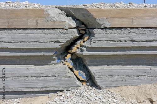 Cracked concrete retaining wall