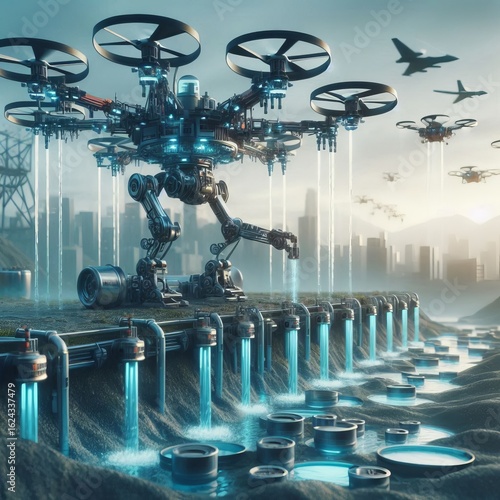 Technical Drones refill reservoirs in inaccessible zones