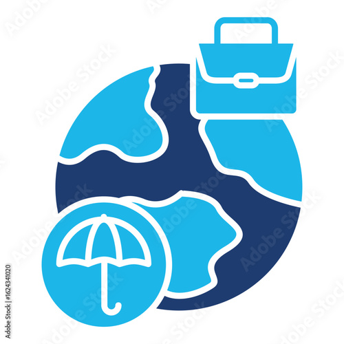 Travel Icon In Blue Monochrome Flat Design, Vector Illustration