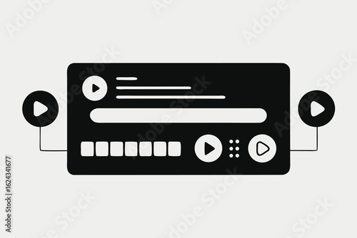 Modern minimalist digital audio player interface with play pause and volume controls