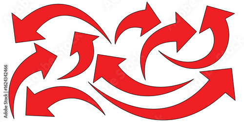 set of curve arrows. Arrows set. Curved arrows. Arrow sign. Flat style icons. eps 10