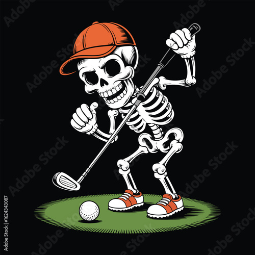 Skeleton Golfer with Cap – Sporty Bones
