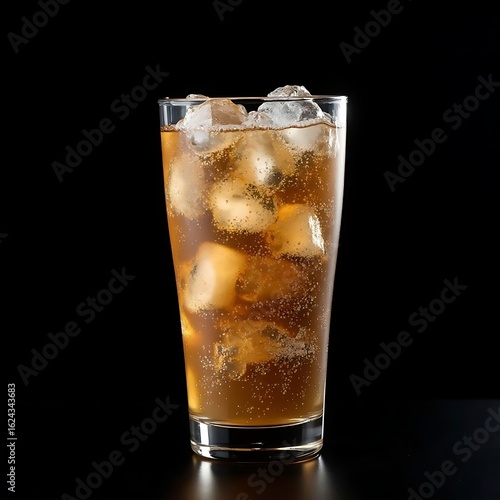 Wallpaper Mural Iced Tea Beverage in Clear Glass with Bubbles and Black Background Torontodigital.ca
