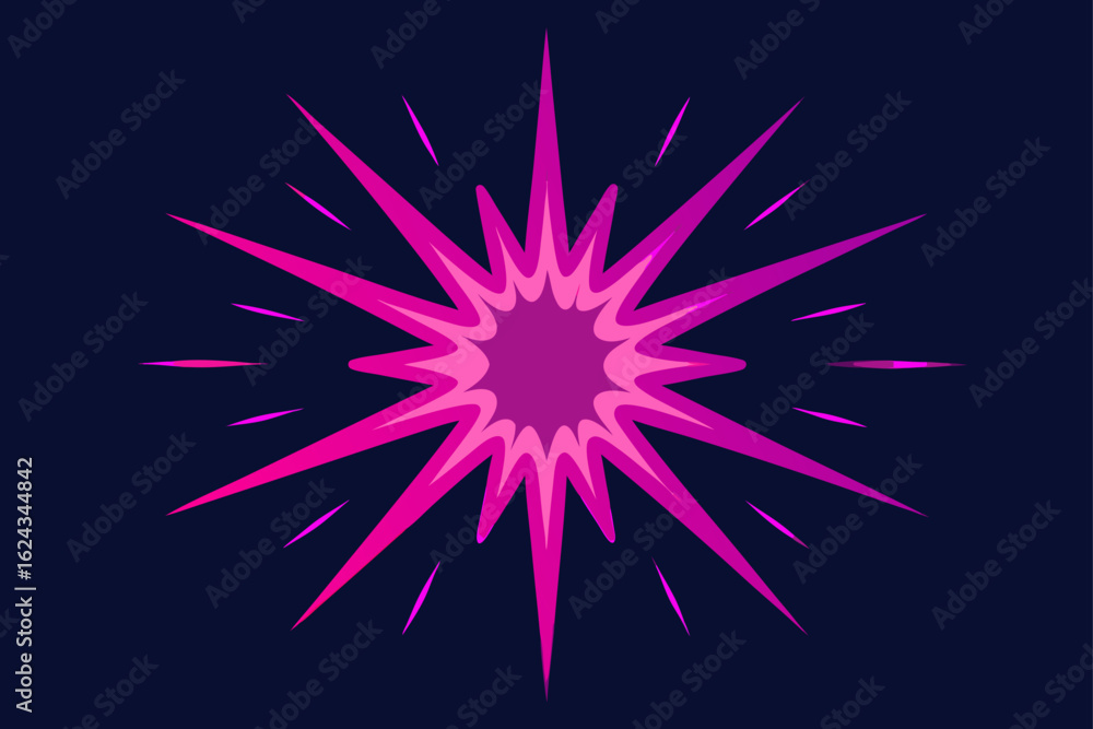 Fototapeta premium Vibrant pink starburst explosion on dark blue background