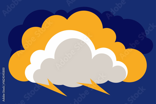 Stylized thunderstorm with lightning and clouds