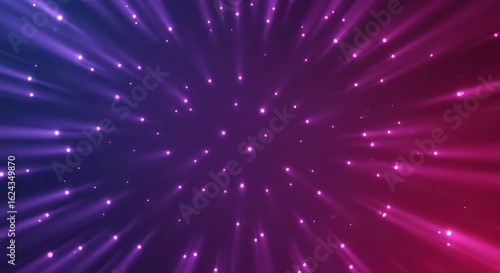 Abstract digital purple and pink gradient with glowing particle light rays effect