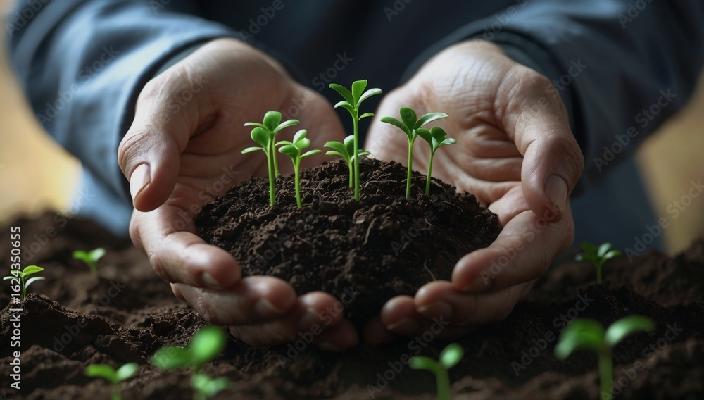 Financial Nurture and Growth with Seedlings in Hands
Financial Nurture and Growth with Seedlings in Hands