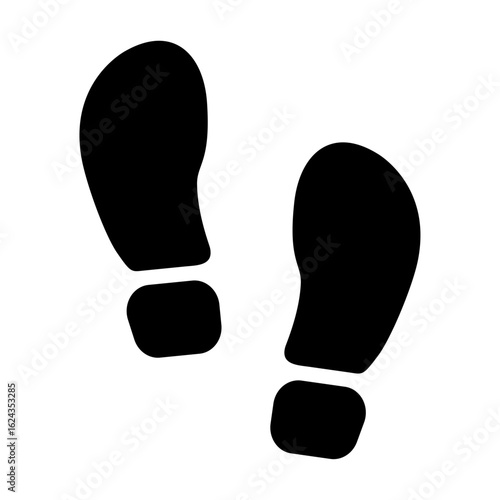 足跡のシルエットアイコン 黒い靴の足型｜Footprint Silhouette Icon – Shoe Print Solid Black
