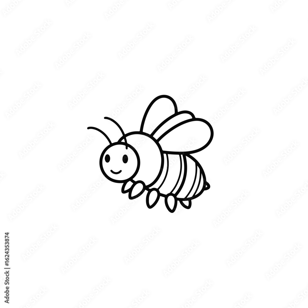 Fototapeta premium Charming bee illustration on white background, nature symbolism
