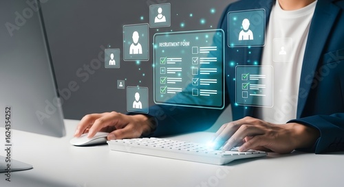 Recruitment form online application human resources management digital technology concept