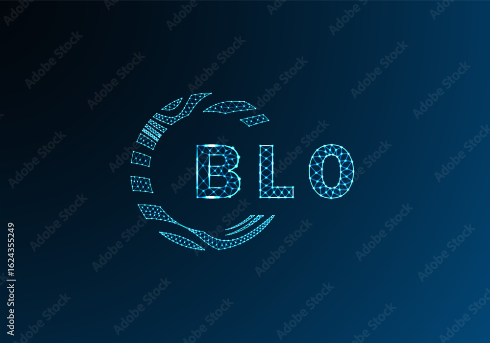 Obraz premium BLO low poly letter logo vector design. BLO lower poly logo design. BLO unique low poly logo design.