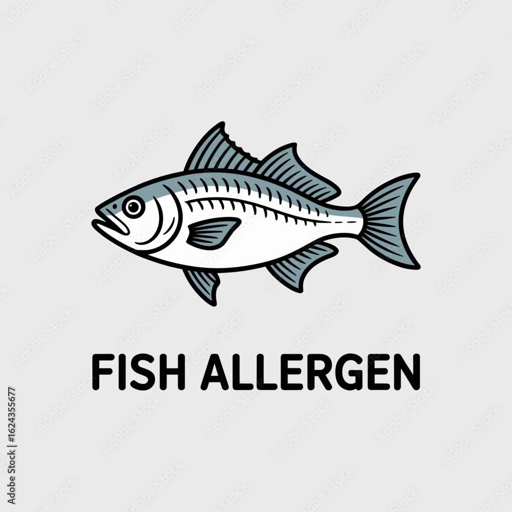 Obraz premium Flat Design Vector Icon for Fish Allergen Awareness