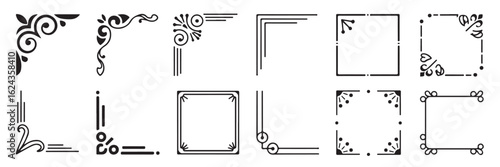 Decorative corner borders mega sets, ornate frame vector, elegant vintage ornaments, isolated elements collection, certificate design, page layout, variety flourish graphics